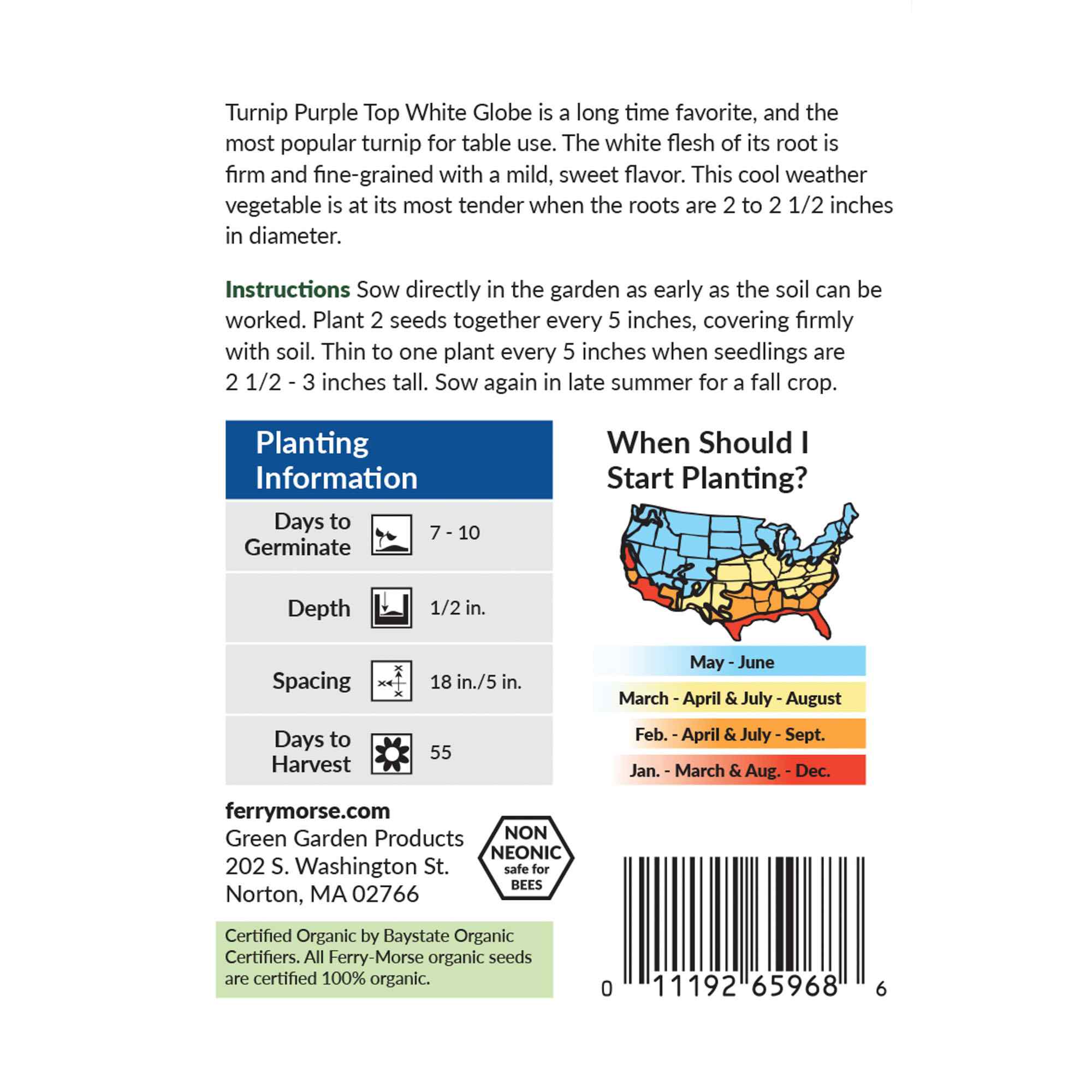 Ferry-Morse turnip purple top seed packet